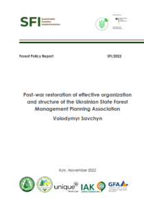 Volodymyr Savchyn, Post-war restoration of effective organization and structure of the Ukrainian State Forest Management Planning Association, Kyiv, 2022