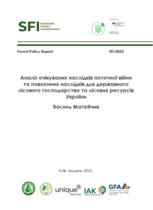 Василь Матейчик, Аналіз очікуваних наслідків поточної війни та повоєнних наслідків для державного  лісового господарства та лісових ресурсів України, Київ, 2022