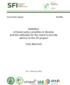 Yuriy Marchuk, Definition  of forest policy priorities in Ukraine  and the rationale for the need to provide advice to the SFI project, Kyiv, 2025