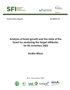 Andriy Bilous, Analysis of forest growth and the state of the forest by analysing the target attributes  for RS-Inventory 2023, Kyiv 2025